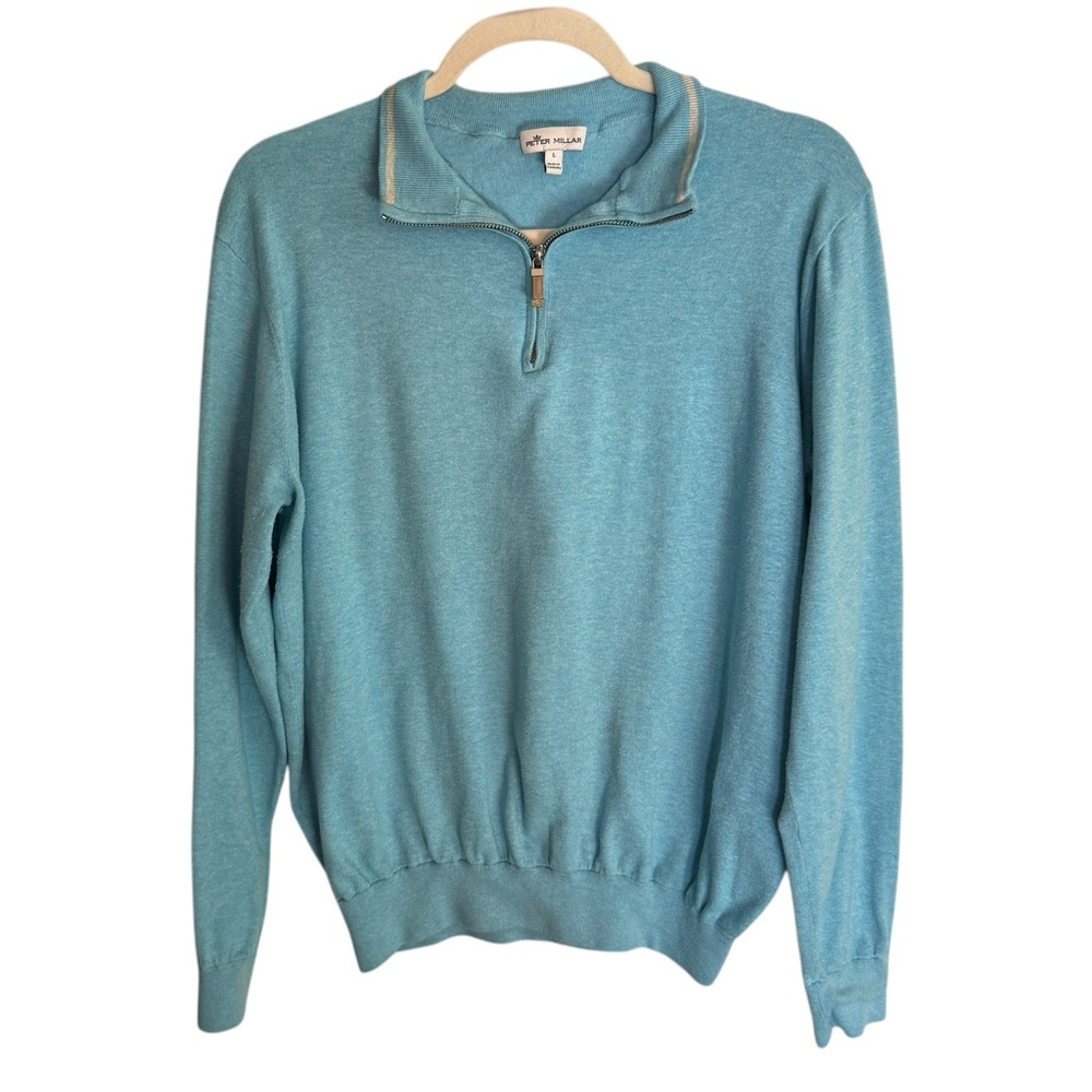 Peter Millar Quarter Zip Pullover Sweater for Men in Blue